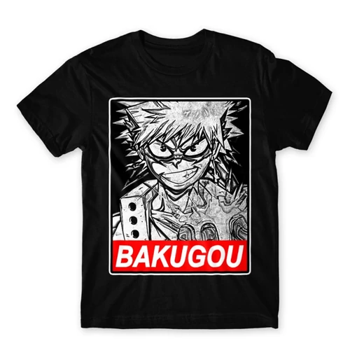 Fekete Hősakadémia férfi rövid ujjú póló - Bakugou