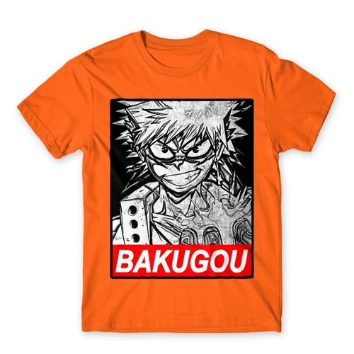 Narancs Hősakadémia férfi rövid ujjú póló - Bakugou