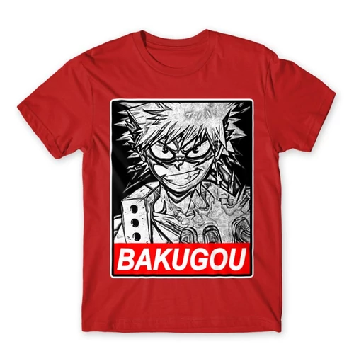Piros Hősakadémia férfi rövid ujjú póló - Bakugou