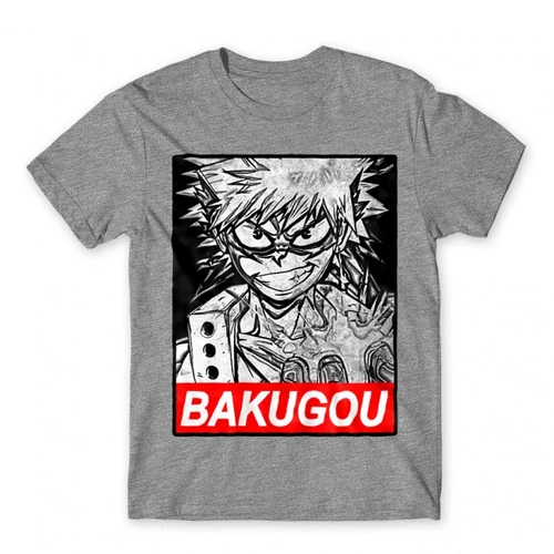 Sportszürke Hősakadémia férfi rövid ujjú póló - Bakugou