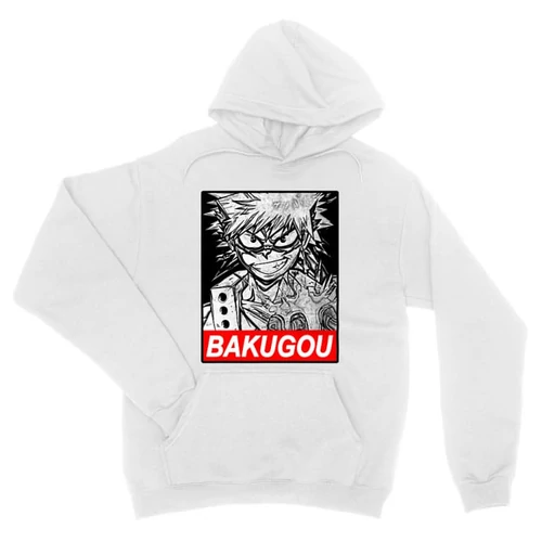 Fehér Hősakadémia unisex kapucnis pulóver - Bakugou