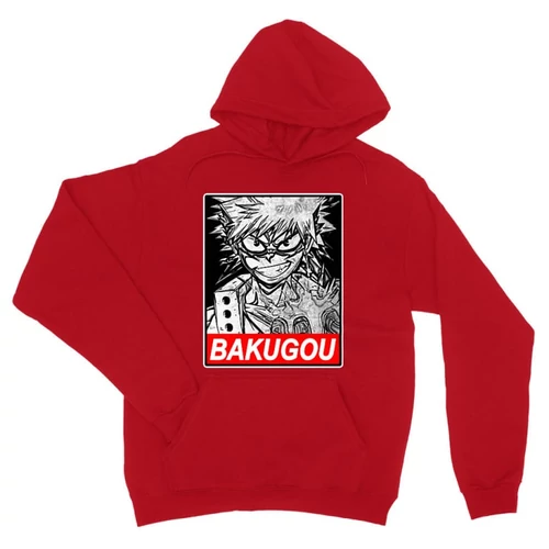 Piros Hősakadémia unisex kapucnis pulóver - Bakugou