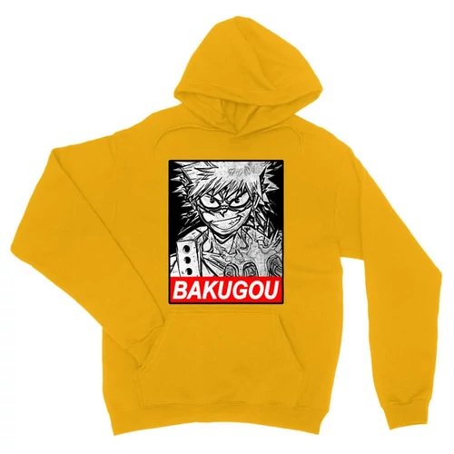 Sárga Hősakadémia unisex kapucnis pulóver - Bakugou