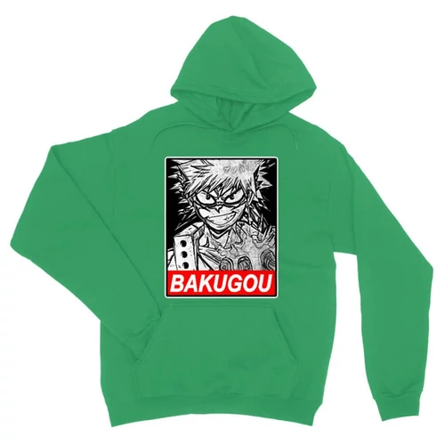 Zöld Hősakadémia unisex kapucnis pulóver - Bakugou