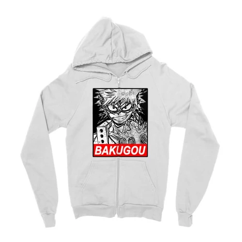 Fehér Hősakadémia zipzáros pulóver - Bakugou