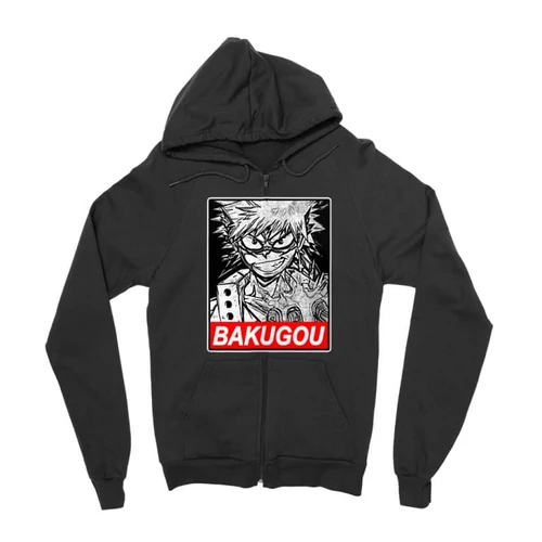 Fekete Hősakadémia zipzáros pulóver - Bakugou