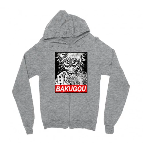 Sportszürke Hősakadémia zipzáros pulóver - Bakugou