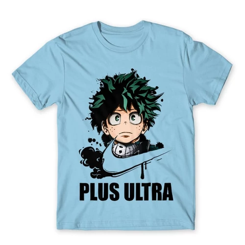 Világoskék Hősakadémia férfi rövid ujjú póló - Midoriya Izuki