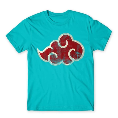 Atollkék Naruto férfi rövid ujjú póló - Akatsuki Cloud Logo