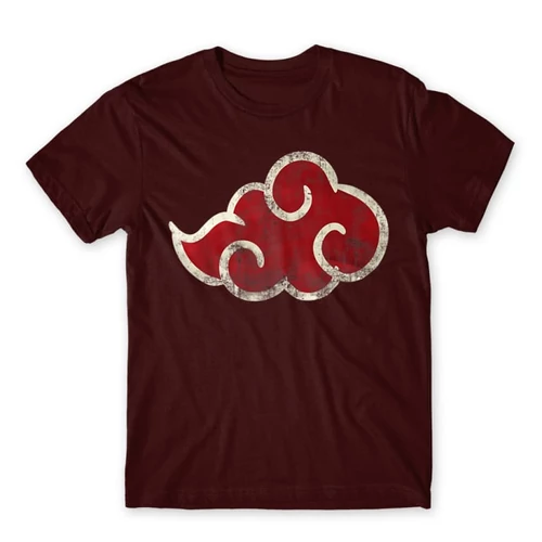 Bordó Naruto férfi rövid ujjú póló - Akatsuki Cloud Logo