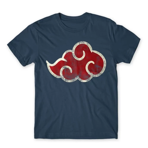 Denim Naruto férfi rövid ujjú póló - Akatsuki Cloud Logo