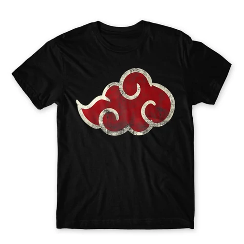 Fekete Naruto férfi rövid ujjú póló - Akatsuki Cloud Logo
