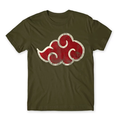 Khaki Naruto férfi rövid ujjú póló - Akatsuki Cloud Logo