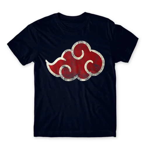Sötétkék Naruto férfi rövid ujjú póló - Akatsuki Cloud Logo