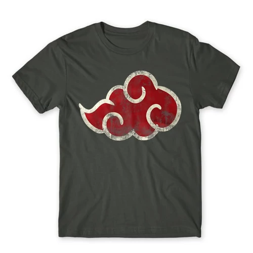 Sötétszürke Naruto férfi rövid ujjú póló - Akatsuki Cloud Logo