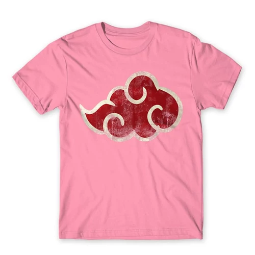 Világos rózsaszín Naruto férfi rövid ujjú póló - Akatsuki Cloud Logo
