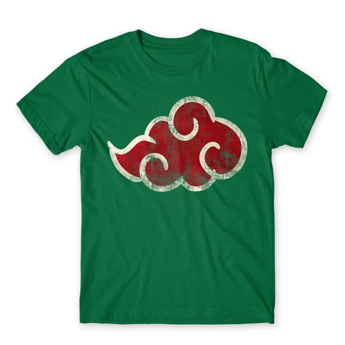 Zöld Naruto férfi rövid ujjú póló - Akatsuki Cloud Logo