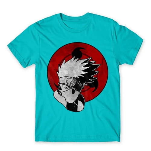Atollkék Naruto férfi rövid ujjú póló - Kakashi Sharingan