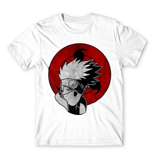 Fehér Naruto férfi rövid ujjú póló - Kakashi Sharingan