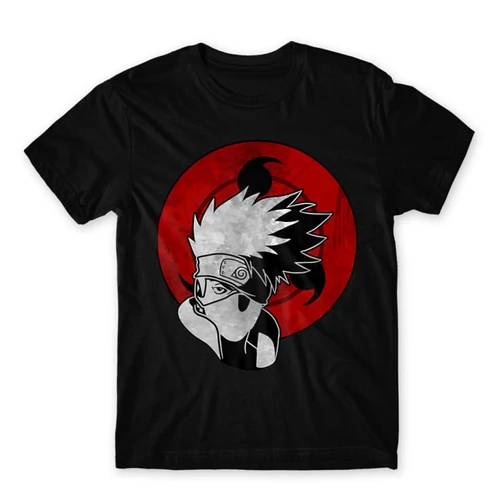 Fekete Naruto férfi rövid ujjú póló - Kakashi Sharingan
