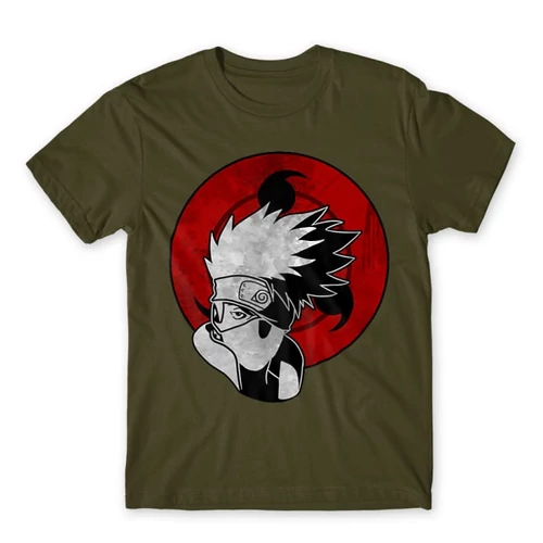 Khaki Naruto férfi rövid ujjú póló - Kakashi Sharingan