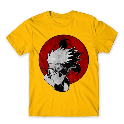 Sárga Naruto férfi rövid ujjú póló - Kakashi Sharingan