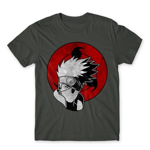 Sötétszürke Naruto férfi rövid ujjú póló - Kakashi Sharingan