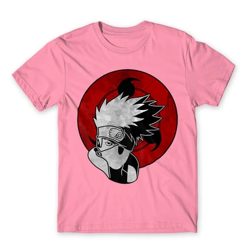Világos rózsaszín Naruto férfi rövid ujjú póló - Kakashi Sharingan