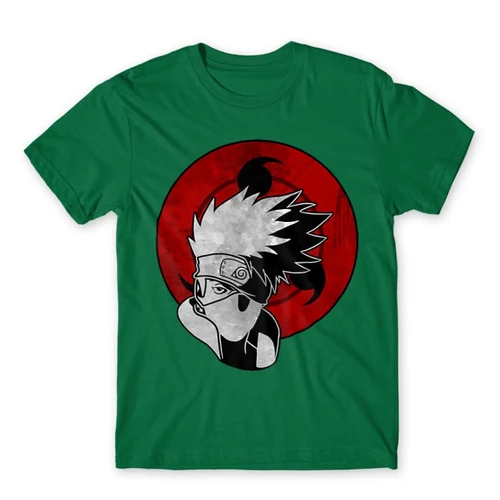 Zöld Naruto férfi rövid ujjú póló - Kakashi Sharingan