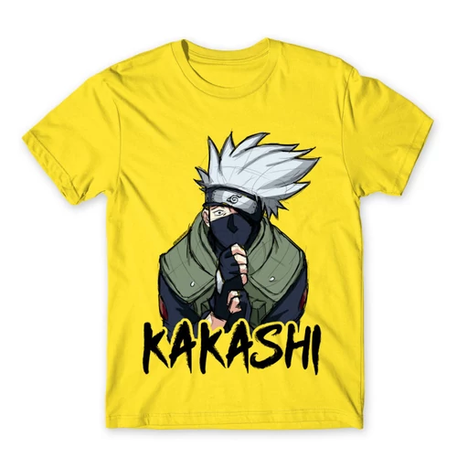 Citromsárga Naruto férfi rövid ujjú póló - Kakashi graphic