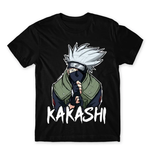 Fekete Naruto férfi rövid ujjú póló - Kakashi graphic