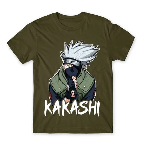 Khaki Naruto férfi rövid ujjú póló - Kakashi graphic