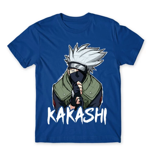Királykék Naruto férfi rövid ujjú póló - Kakashi graphic