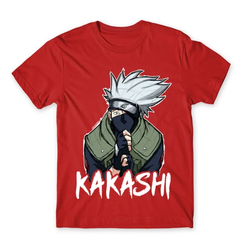 Piros Naruto férfi rövid ujjú póló - Kakashi graphic