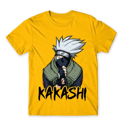 Sárga Naruto férfi rövid ujjú póló - Kakashi graphic