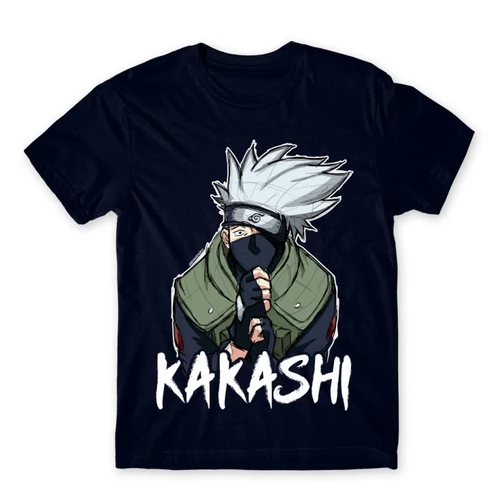 Sötétkék Naruto férfi rövid ujjú póló - Kakashi graphic
