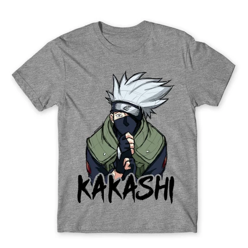 Sportszürke Naruto férfi rövid ujjú póló - Kakashi graphic