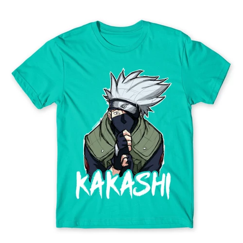 Türkiz Naruto férfi rövid ujjú póló - Kakashi graphic