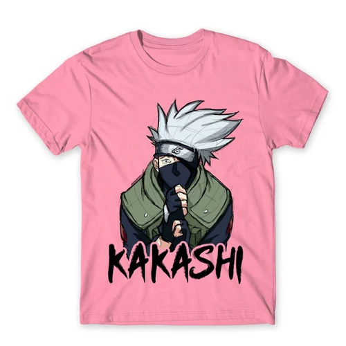 Világos rózsaszín Naruto férfi rövid ujjú póló - Kakashi graphic