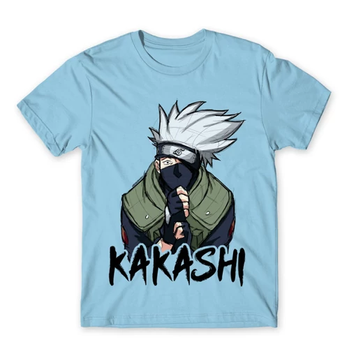Világoskék Naruto férfi rövid ujjú póló - Kakashi graphic