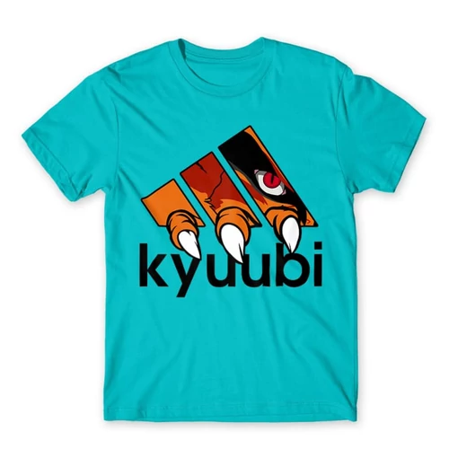 Atollkék Naruto férfi rövid ujjú póló - Kyuubi Adidas