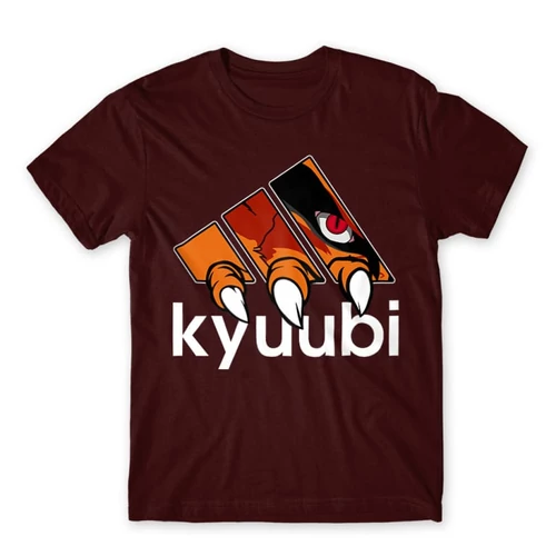Bordó Naruto férfi rövid ujjú póló - Kyuubi Adidas