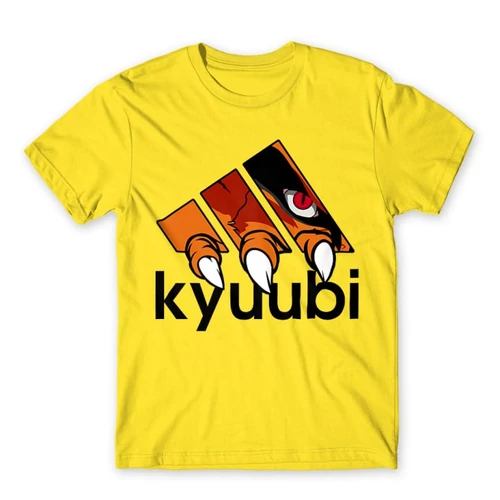 Citromsárga Naruto férfi rövid ujjú póló - Kyuubi Adidas