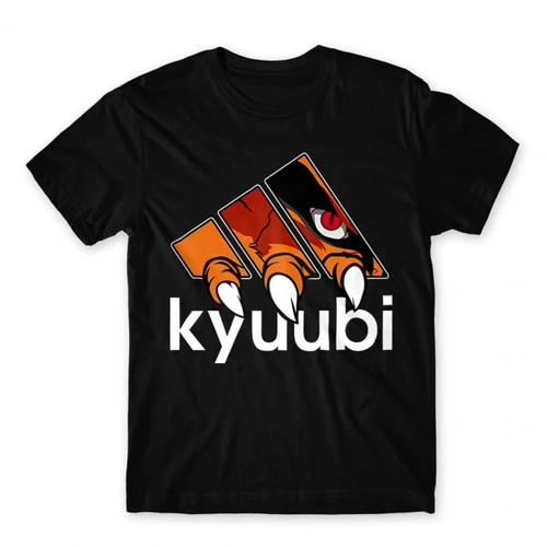 Fekete Naruto férfi rövid ujjú póló - Kyuubi Adidas