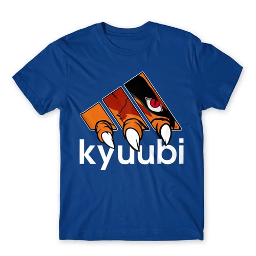 Királykék Naruto férfi rövid ujjú póló - Kyuubi Adidas