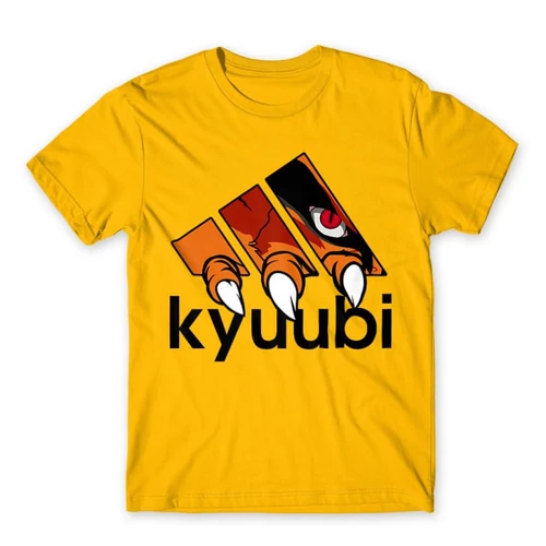 Sárga Naruto férfi rövid ujjú póló - Kyuubi Adidas
