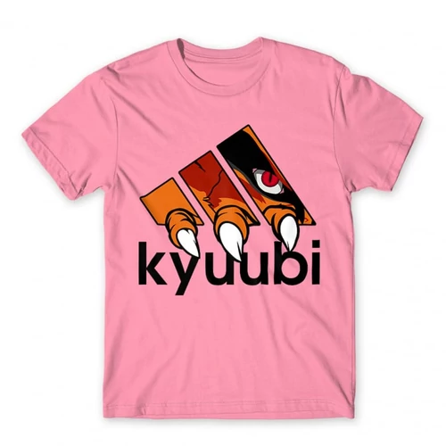 Világos rózsaszín Naruto férfi rövid ujjú póló - Kyuubi Adidas