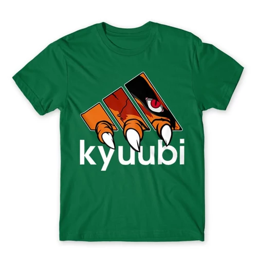 Zöld Naruto férfi rövid ujjú póló - Kyuubi Adidas