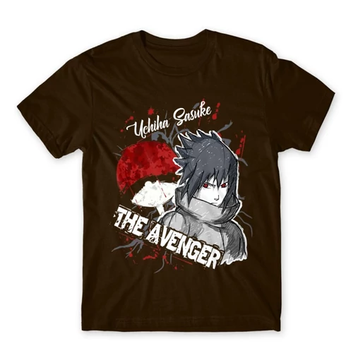 Barna Naruto férfi rövid ujjú póló - Sasuke Uchiha - The Avenger