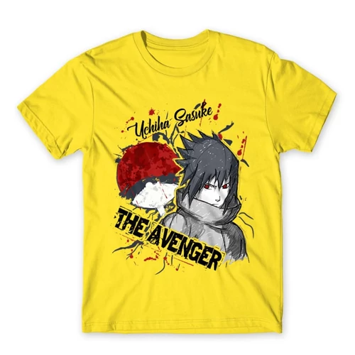 Citromsárga Naruto férfi rövid ujjú póló - Sasuke Uchiha - The Avenger